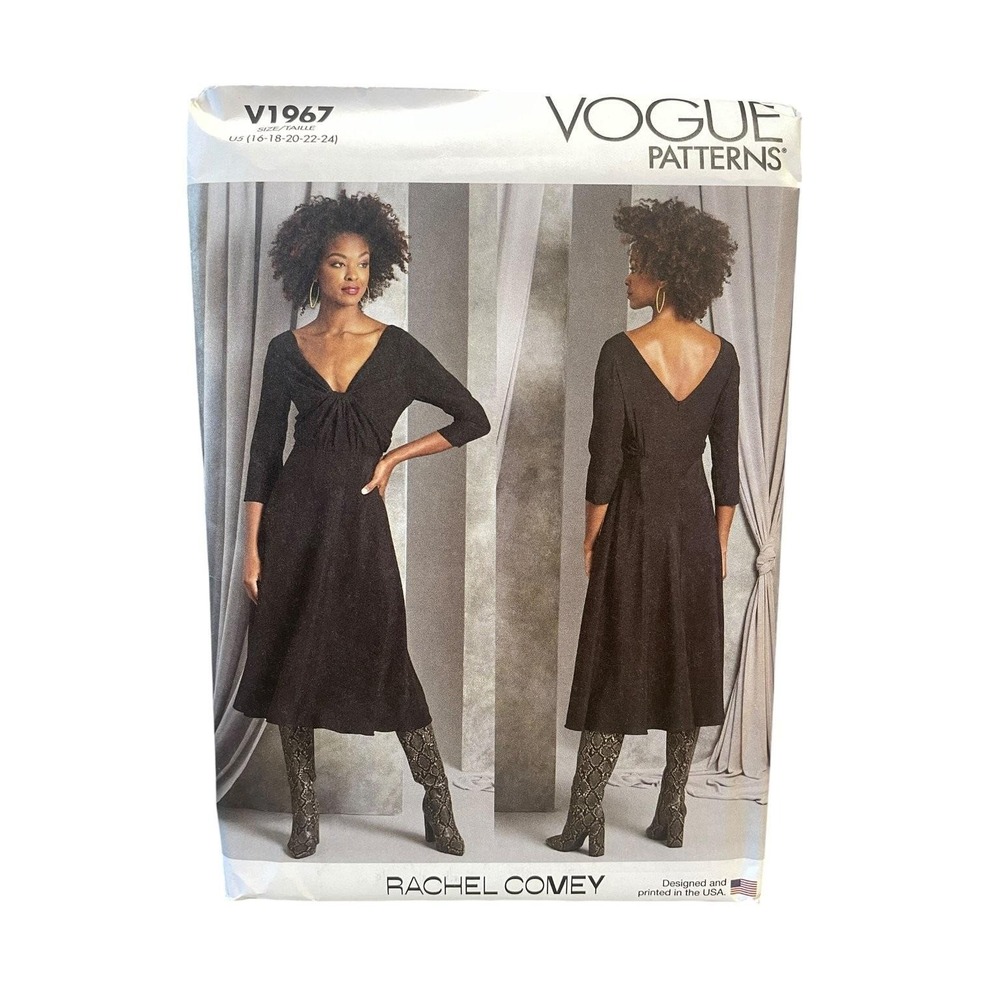 Vogue‎ V1967 Rachel Comey Dress US 16-24 Modern Midi Fit & Flare